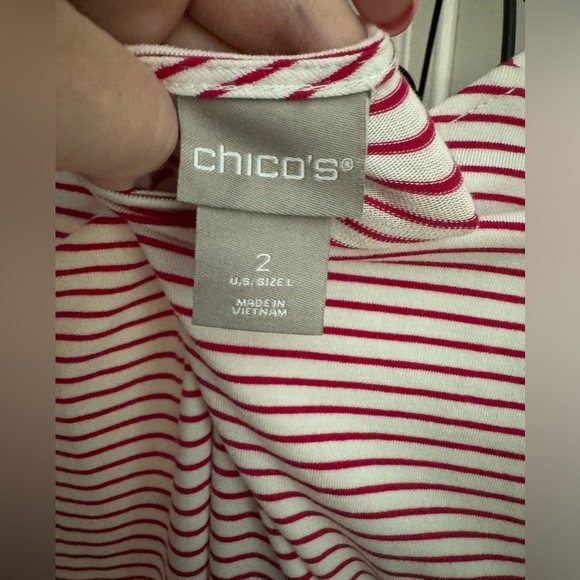 Chico’s Tunic Top in Red & White Stripes Size 2=Large - Picture 5 of 5